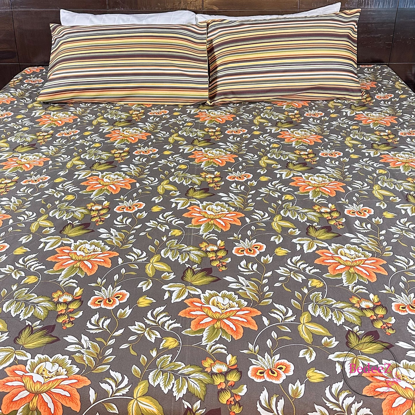 Sunset Botanical Cotton Double Bed Bedsheet