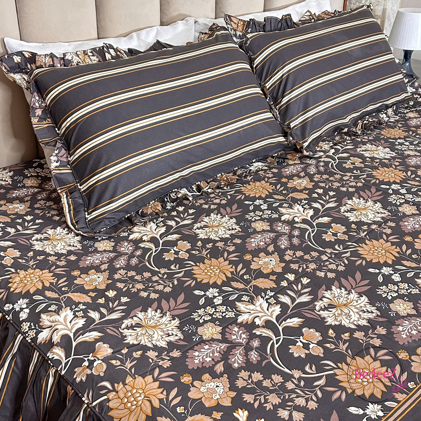 Autumn Bloom Cotton Frill Bedsheet