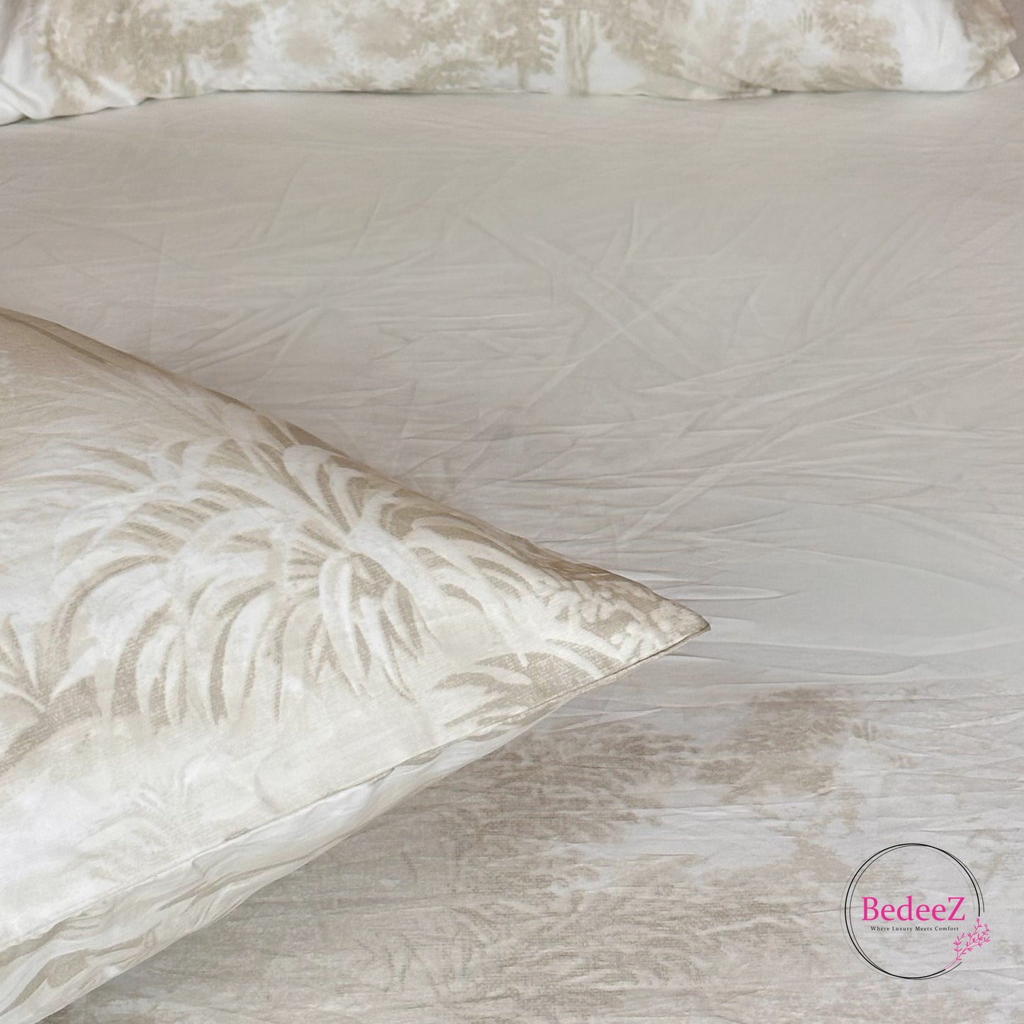 Ivory Woodland Cotton Double Bed Bedsheet